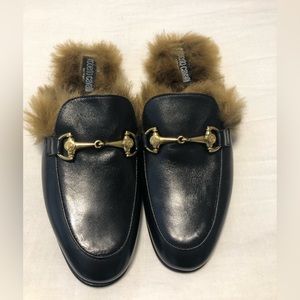 Roberto Cavalli made in Italy fur slides size 38 black new never worn